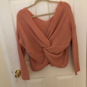Twist back pink sweater